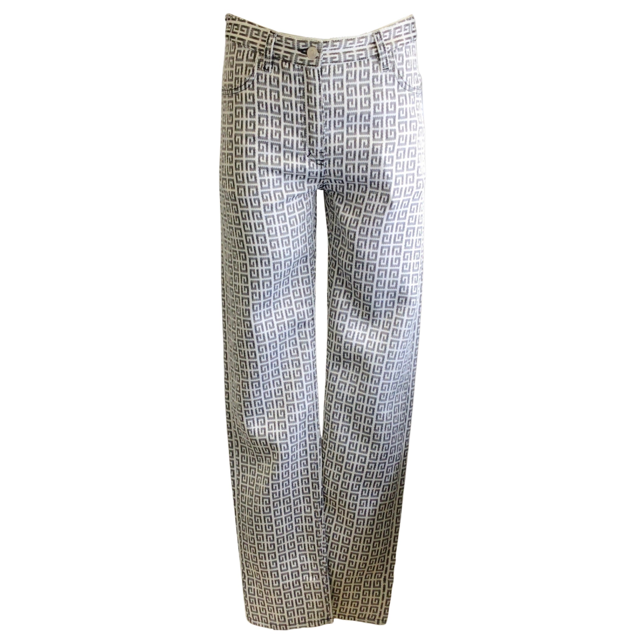 Givenchy White / Black 4G Denim Jacquard Pants / Trousers