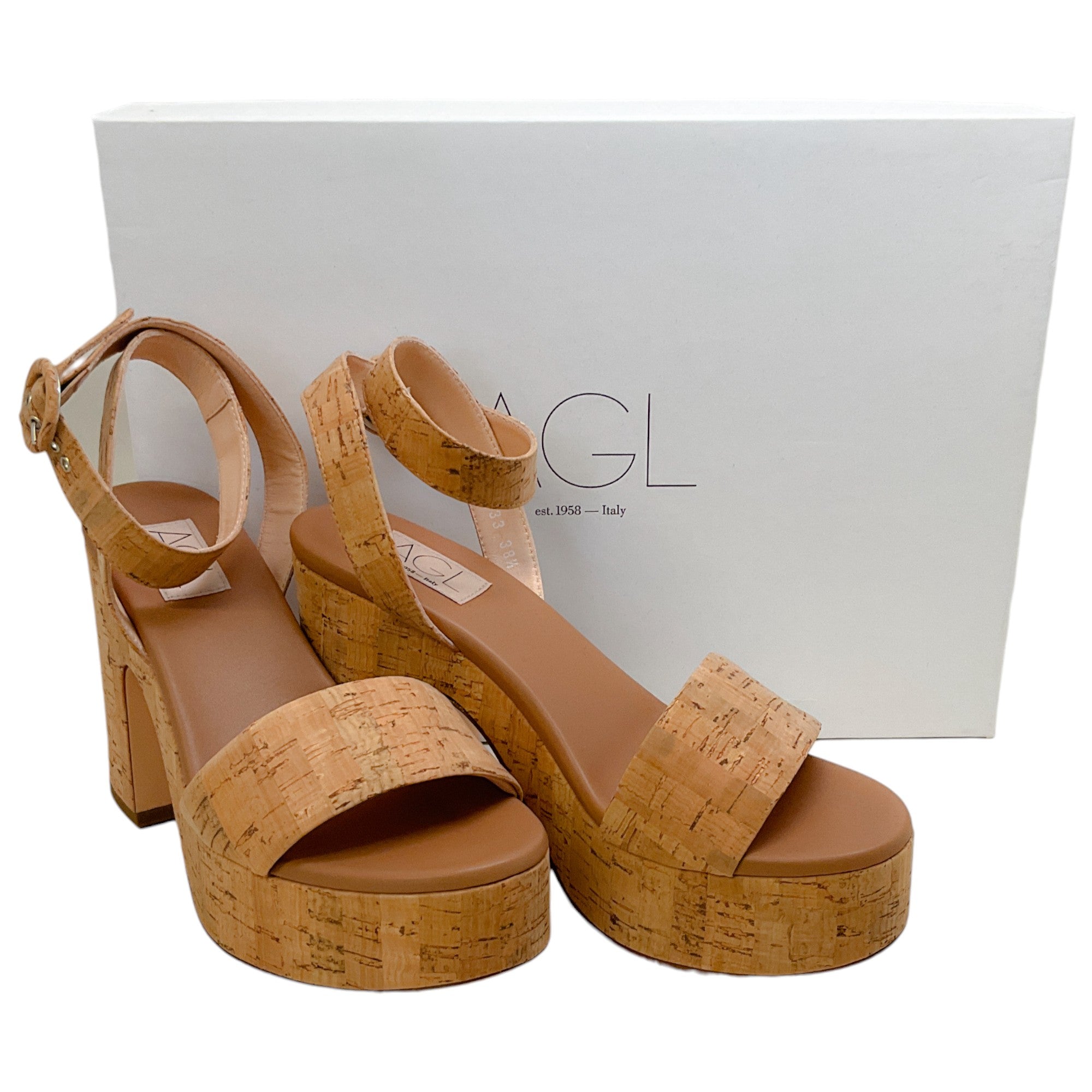 AGL Natural Cocoa Siesta Summer Cork Wedge Sandals