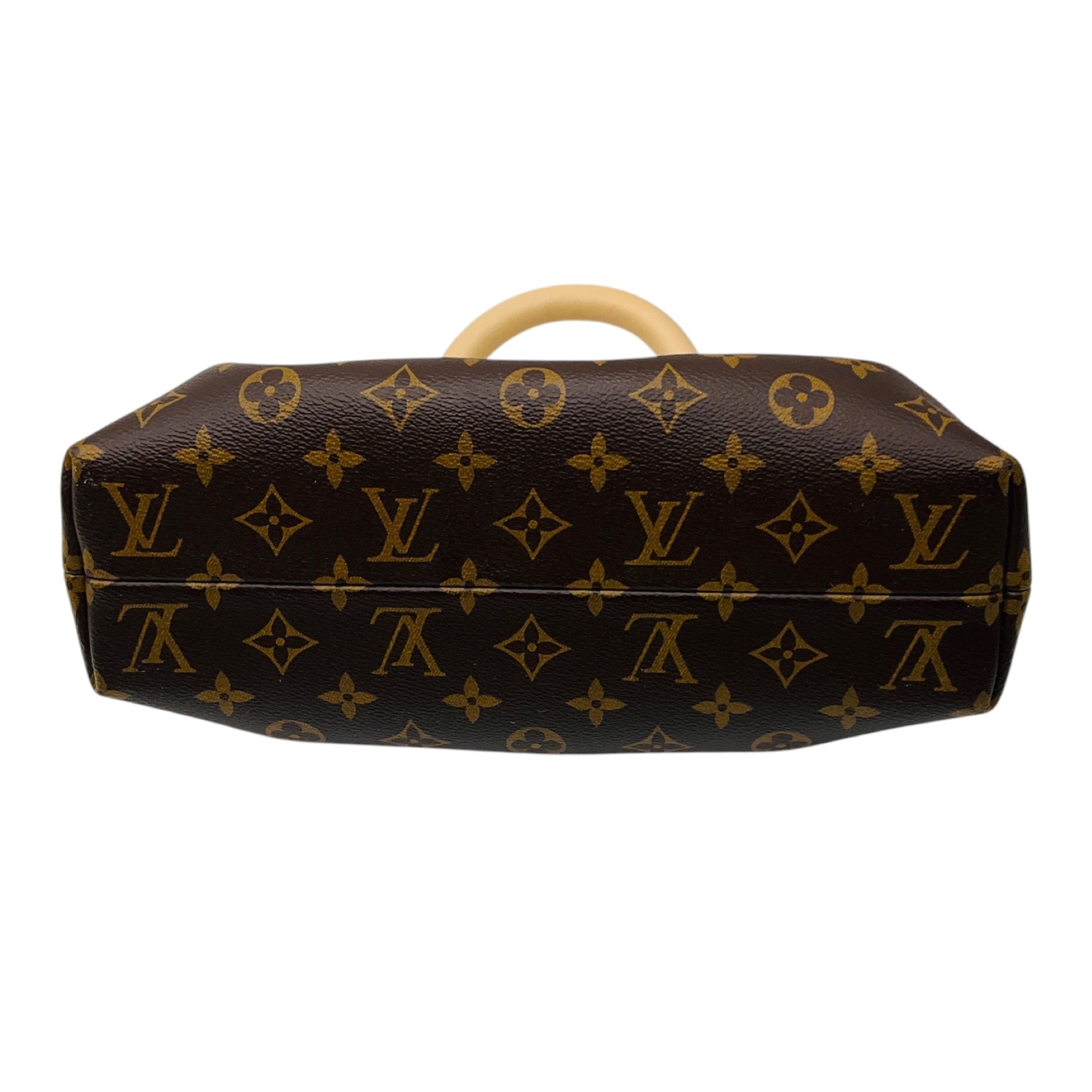 Louis Vuitton Brown Monogram Canvas Calfskin Trim Top Handle Clutch Handbag