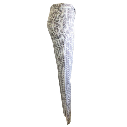 Givenchy White / Black 4G Denim Jacquard Pants / Trousers