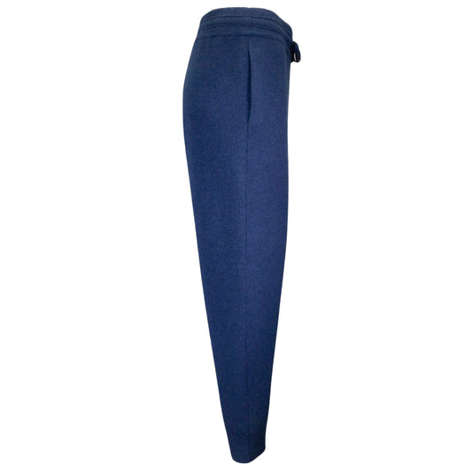 Burberry Blue Embroidered Logo Cashmere Knit Track Pants