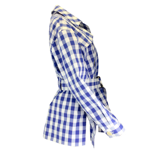 Maison Rabih Kayrouz Blue / White Belted Checkered Jacket