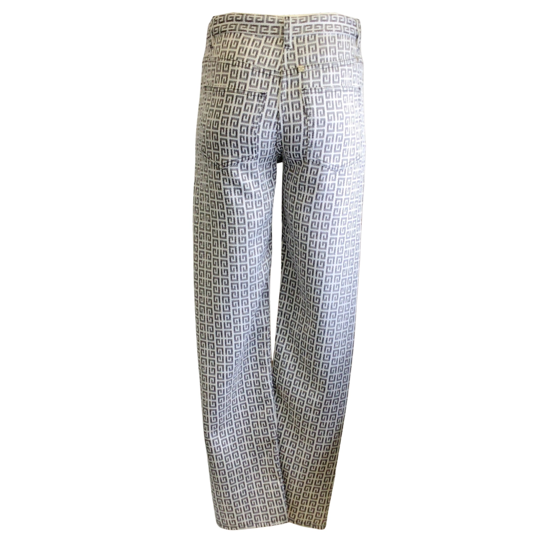Givenchy White / Black 4G Denim Jacquard Pants / Trousers