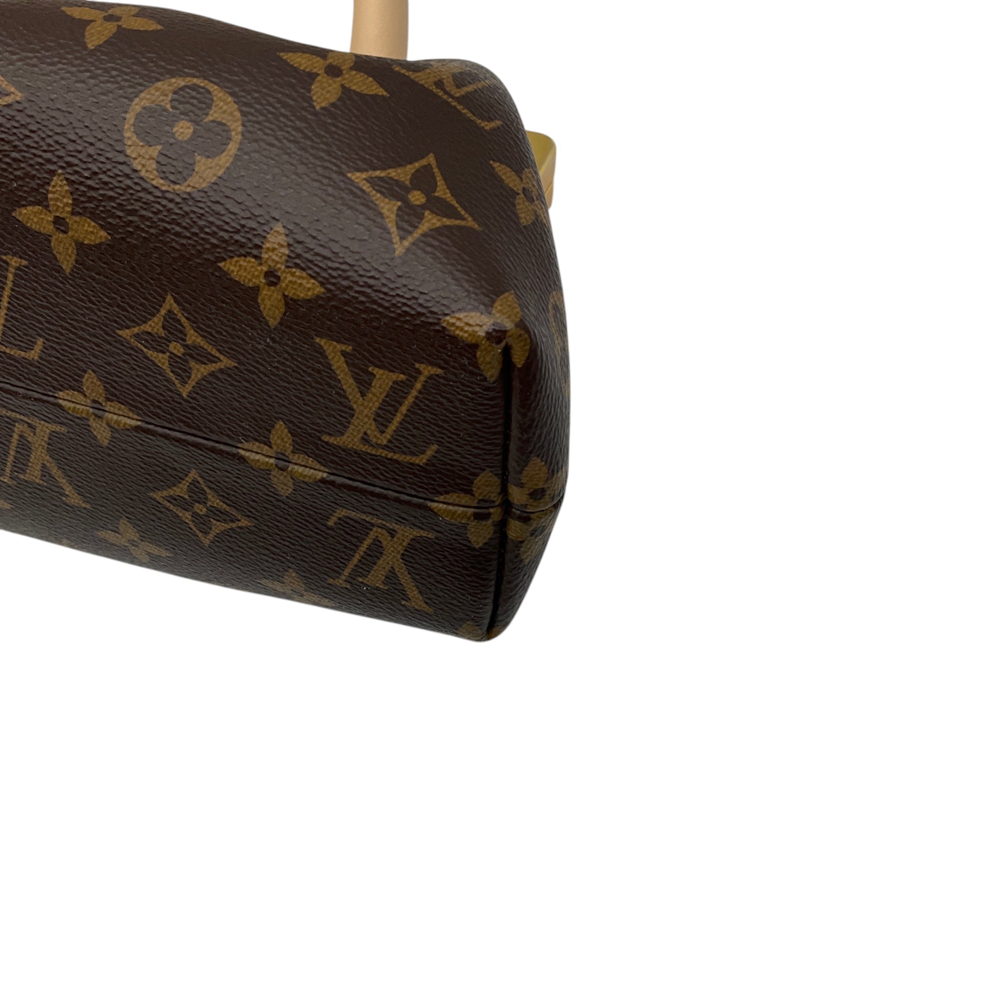 Louis Vuitton Brown Monogram Canvas Calfskin Trim Top Handle Clutch Handbag