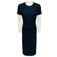 Load image into Gallery viewer, Ralph Lauren Collection Navy Blue Shimmer Knit Short Sleeved Fitted Midi Dress
