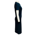 Load image into Gallery viewer, Ralph Lauren Collection Navy Blue Shimmer Knit Short Sleeved Fitted Midi Dress
