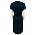 Load image into Gallery viewer, Ralph Lauren Collection Navy Blue Shimmer Knit Short Sleeved Fitted Midi Dress
