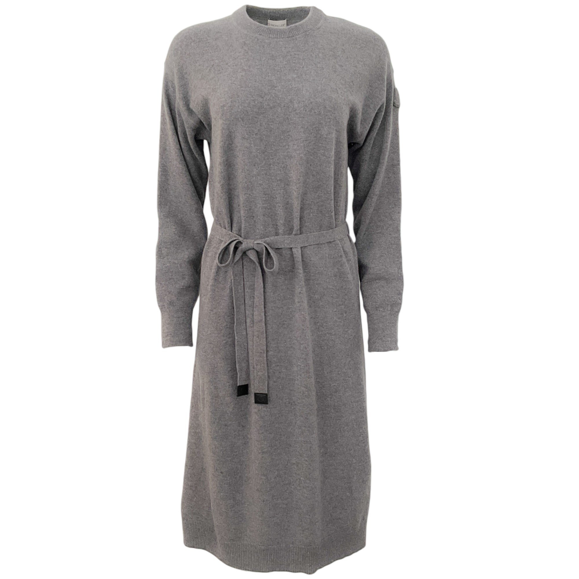 Moncler Grey Wool / Cashmere Knit Dress with Tie Belt