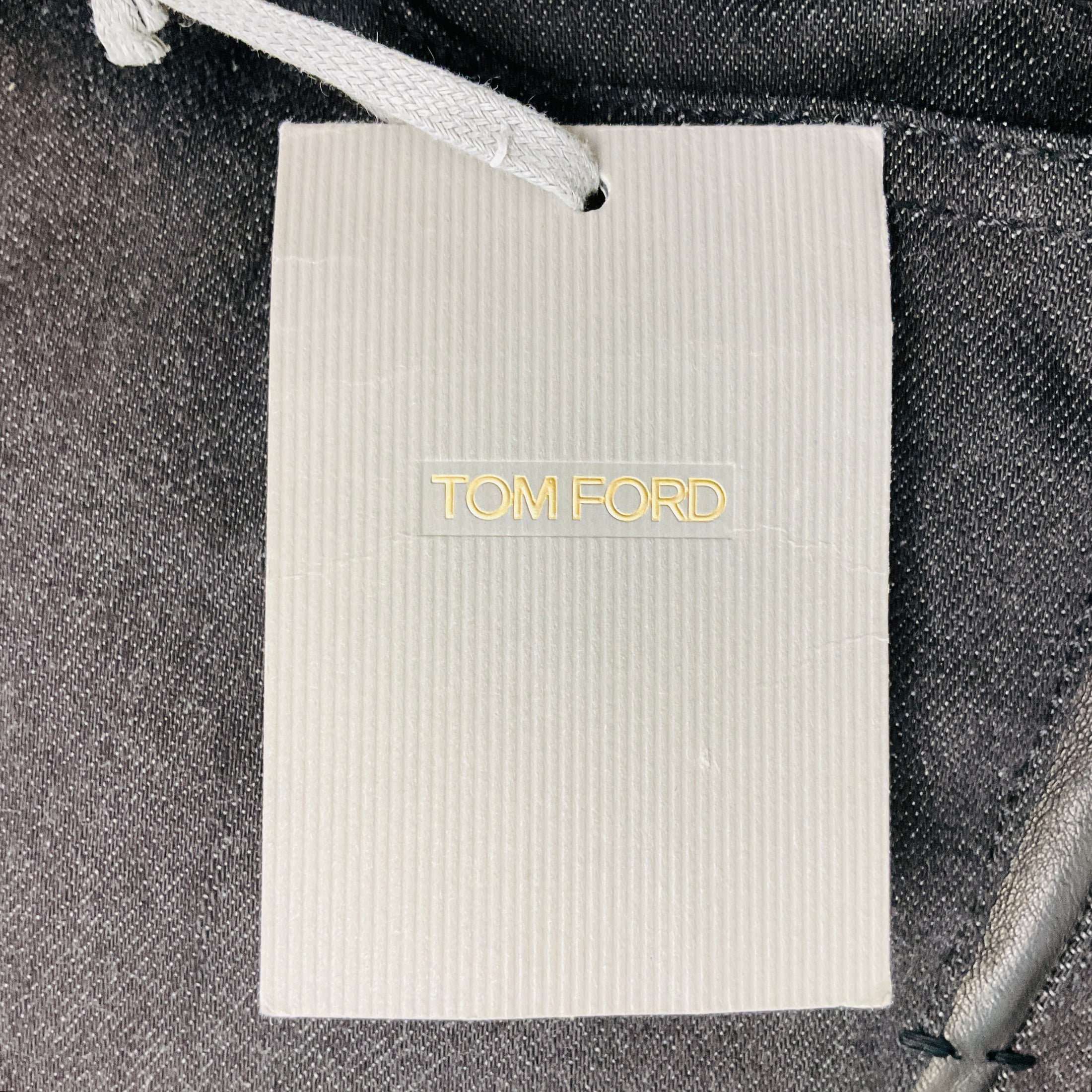 Tom Ford Black Lambskin Leather Trimmed Skinny Leg Denim Jeans