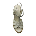 Load image into Gallery viewer, Saint Laurent White Calfskin Leather Tribute Platform Espadrille Wedge Sandals
