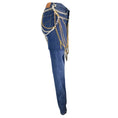 Load image into Gallery viewer, Junya Watanabe x Levis Blue / Silver / Gold Chain and Pearl Embellished 724 High Rise Straight Leg Jeans
