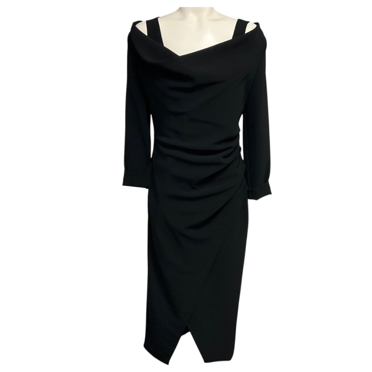 Prabal Gurung Black Cold Shoulder Midi Dress