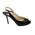 Load image into Gallery viewer, Jimmy Choo Black Patent Leather Open Toe Slingback Pumps

