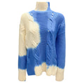 Load image into Gallery viewer, Off-White Ivory / Blue Tie-Dye Wool Knit Turtleneck Sweater
