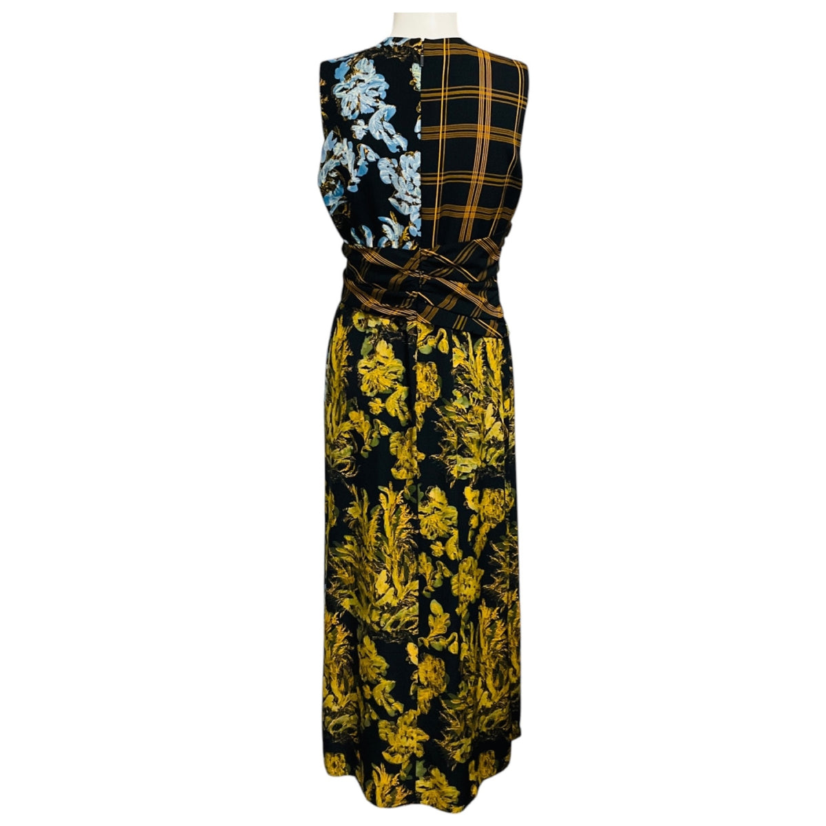 Lafayette 148 New York Golden Yellow Multi Mixed Media Twist Front Dress