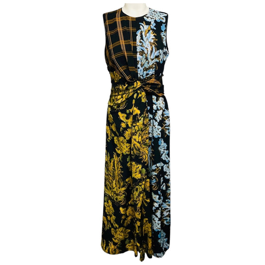 Lafayette 148 New York Golden Yellow Multi Mixed Media Twist Front Dress