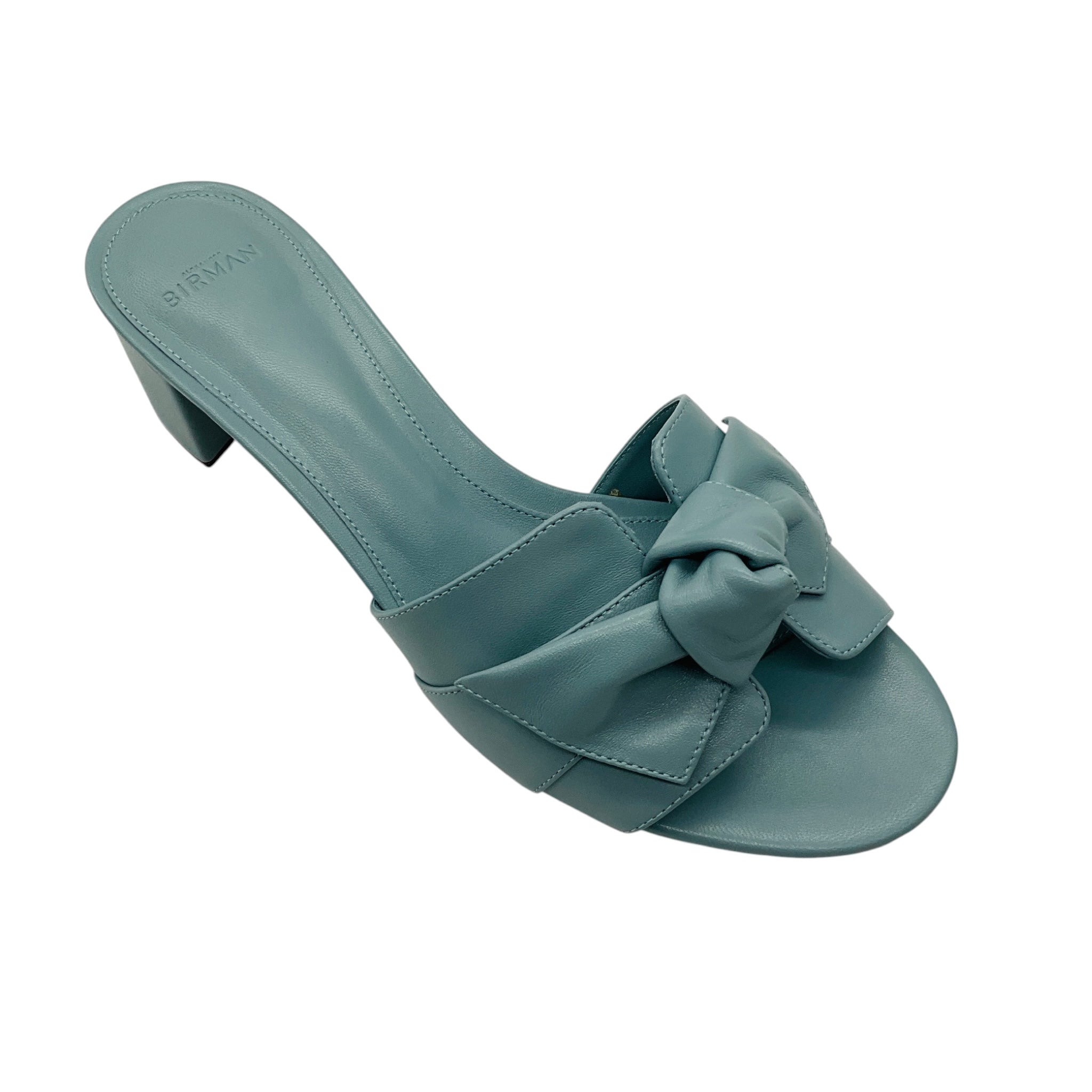 Alexandre Birman Light Blue Bow Detail Leather Slide Sandals
