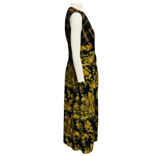 Lafayette 148 New York Golden Yellow Multi Mixed Media Twist Front Dress