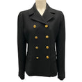 Load image into Gallery viewer, Giambattista Valli Black / Gold Buttoned Double Breasted Wool Jacket
