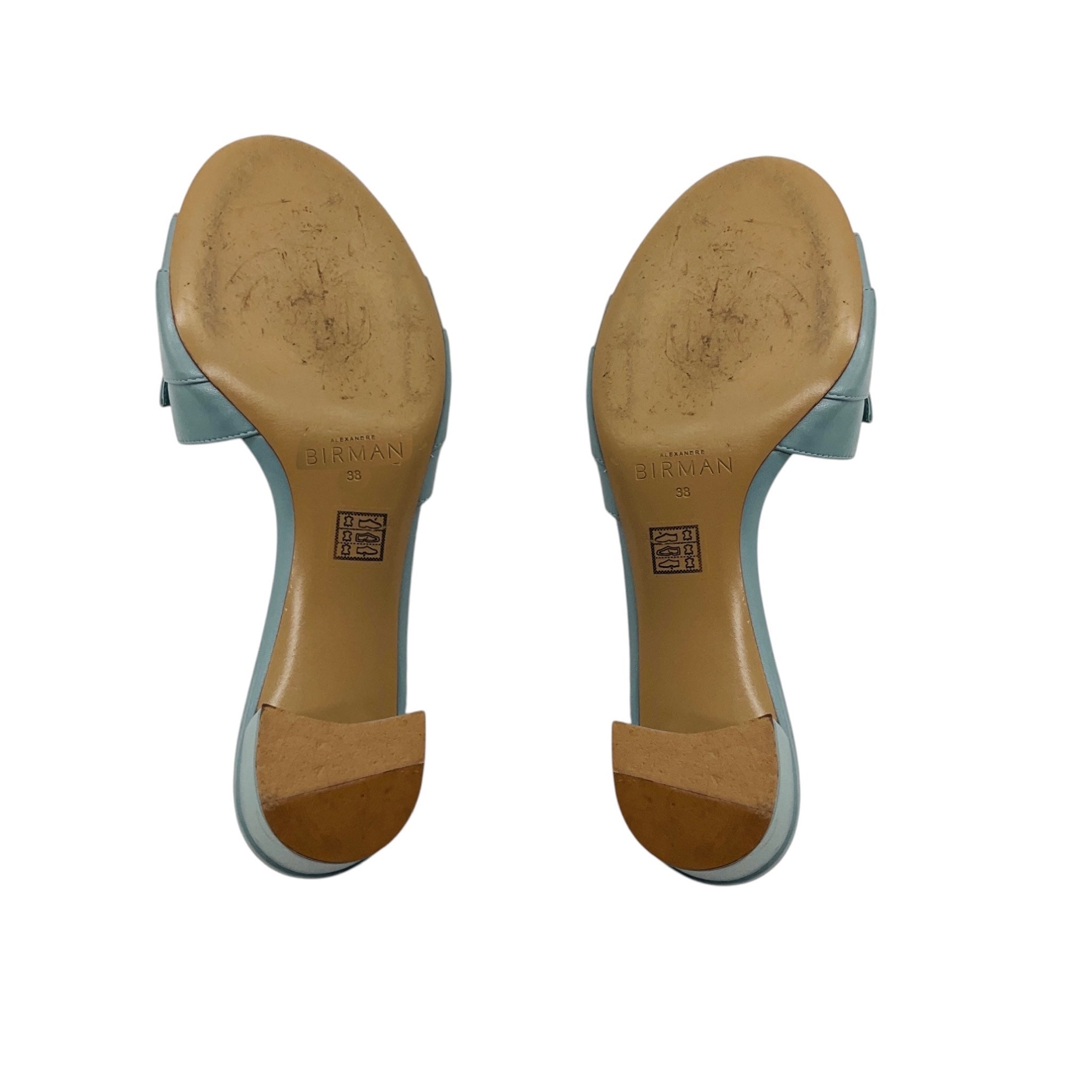 Alexandre Birman Light Blue Bow Detail Leather Slide Sandals