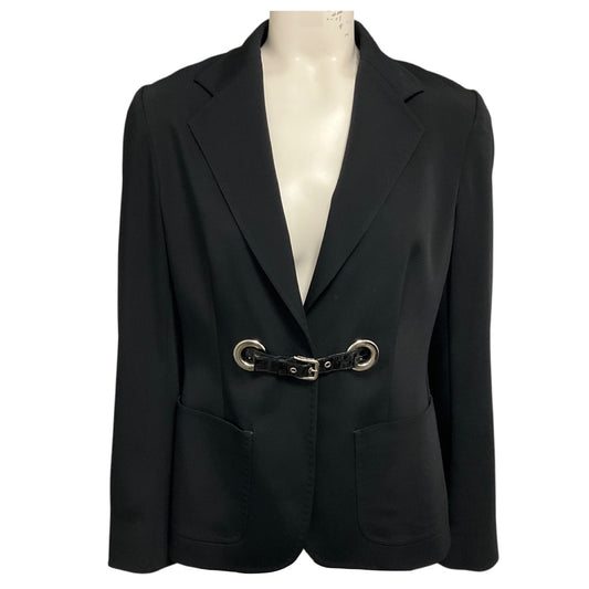 Dolce & Gabbana Black Crepe Jacket with Patent Leather Belt