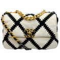 Load image into Gallery viewer, Chanel 2021 White Leather / Black Crochet Medium 19 Flap Bag

