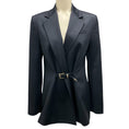 Load image into Gallery viewer, Brandon Maxwell Navy Blue Belted Wool Jacket
