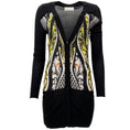 Load image into Gallery viewer, Peter Pilotto Black Silk Cardigan Sweater with Patterned Front
