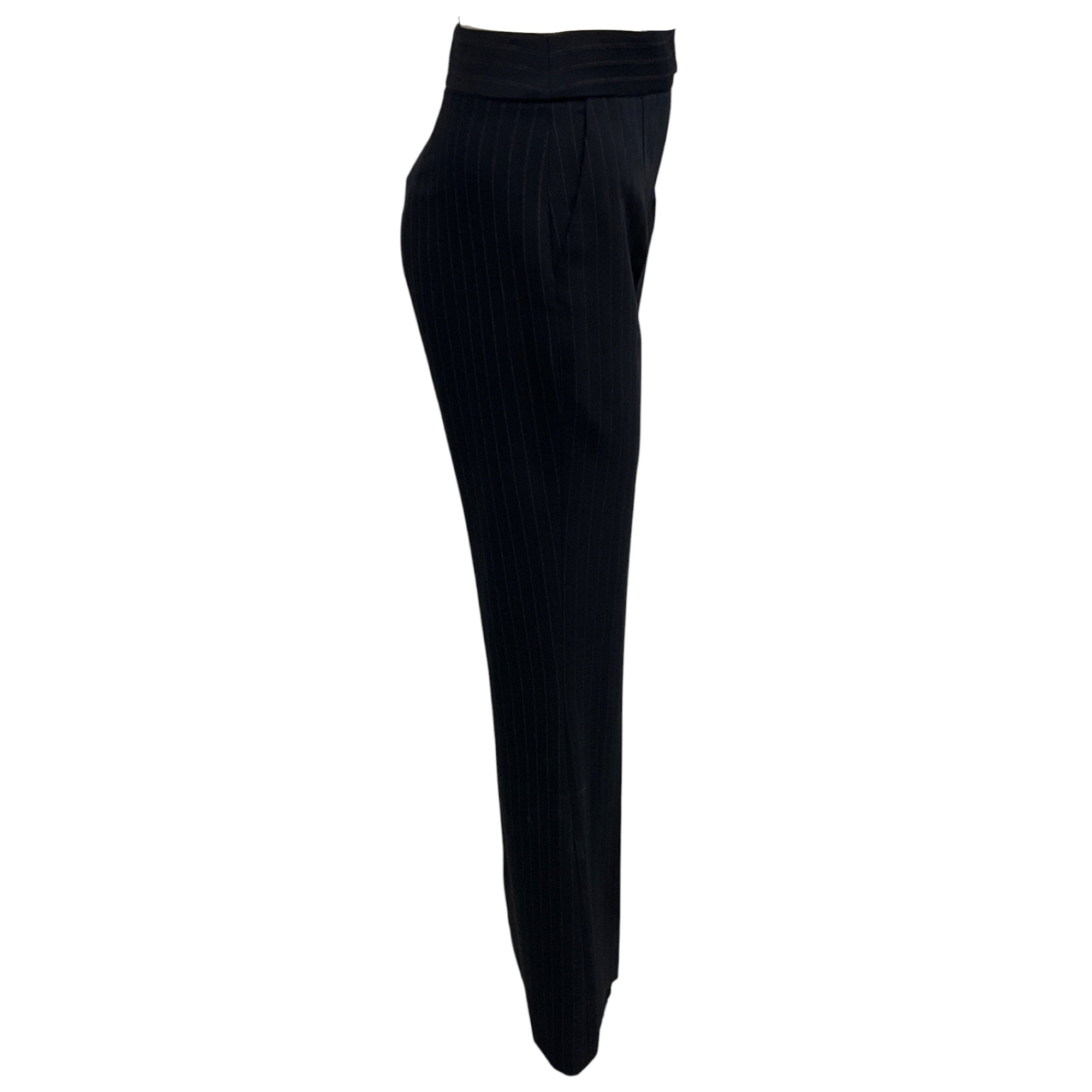 Galvan London Midnight / Cream Pinstripe Tailoring Boyfriend Trousers