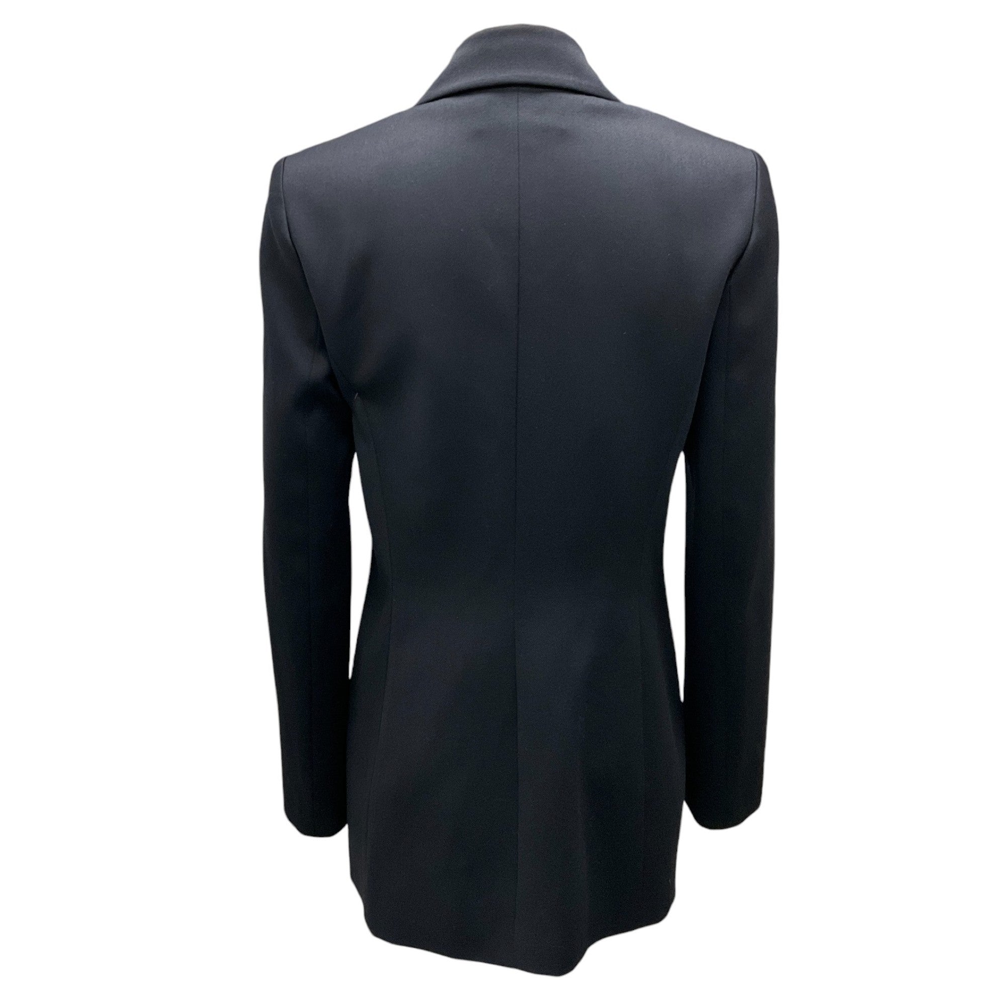 Brandon Maxwell Navy Blue Belted Wool Jacket