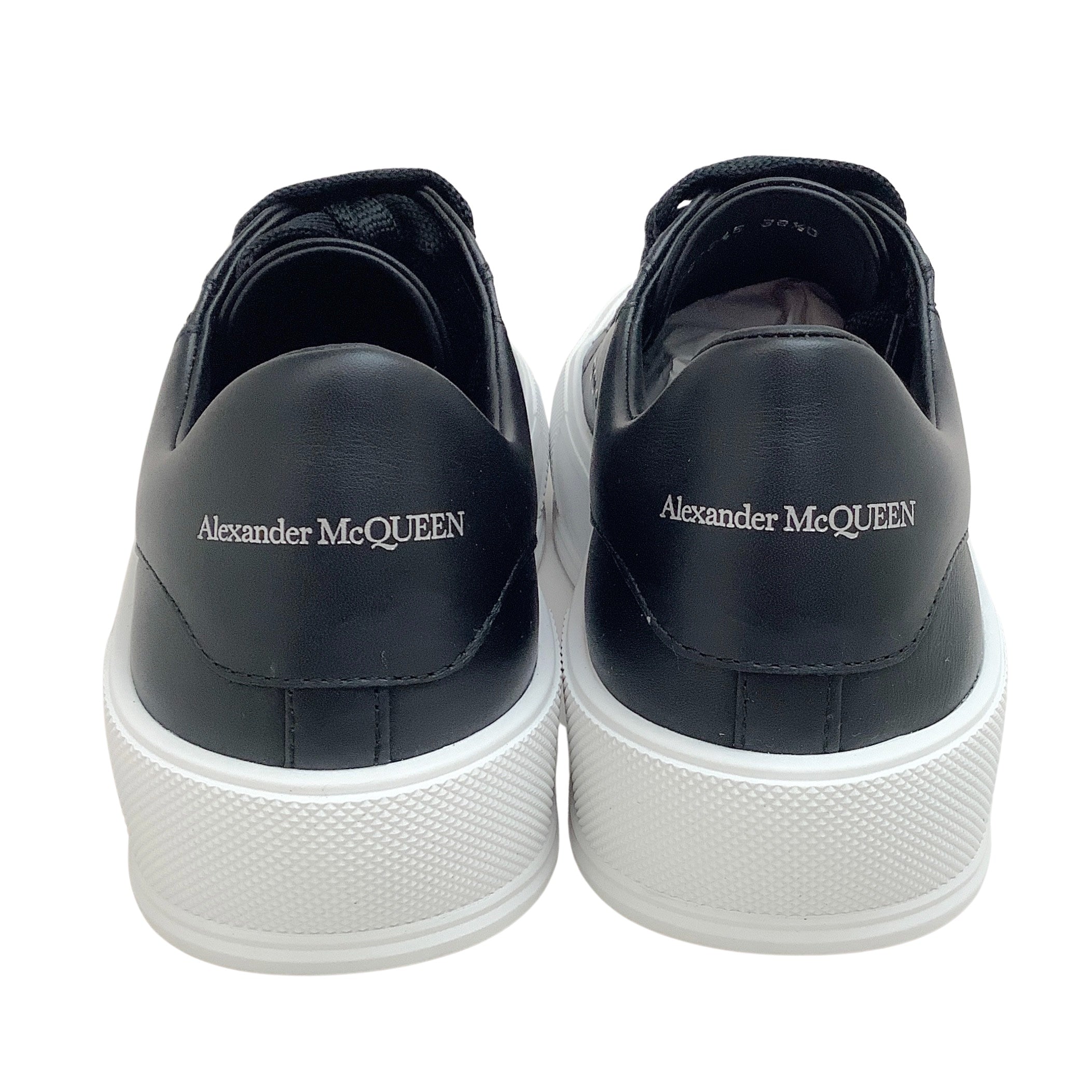 Alexander McQueen Black Leather Low Top Deck Sneakers