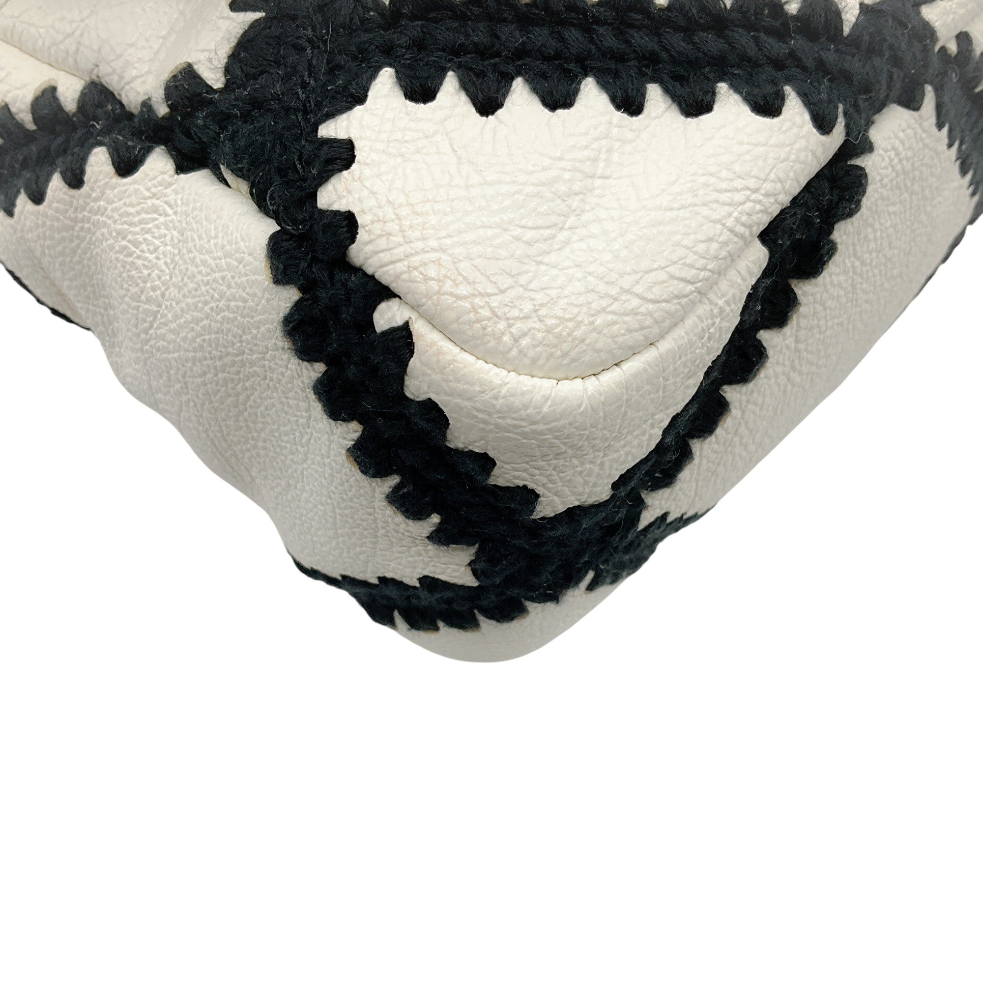 Chanel 2021 White Leather / Black Crochet Medium 19 Flap Bag