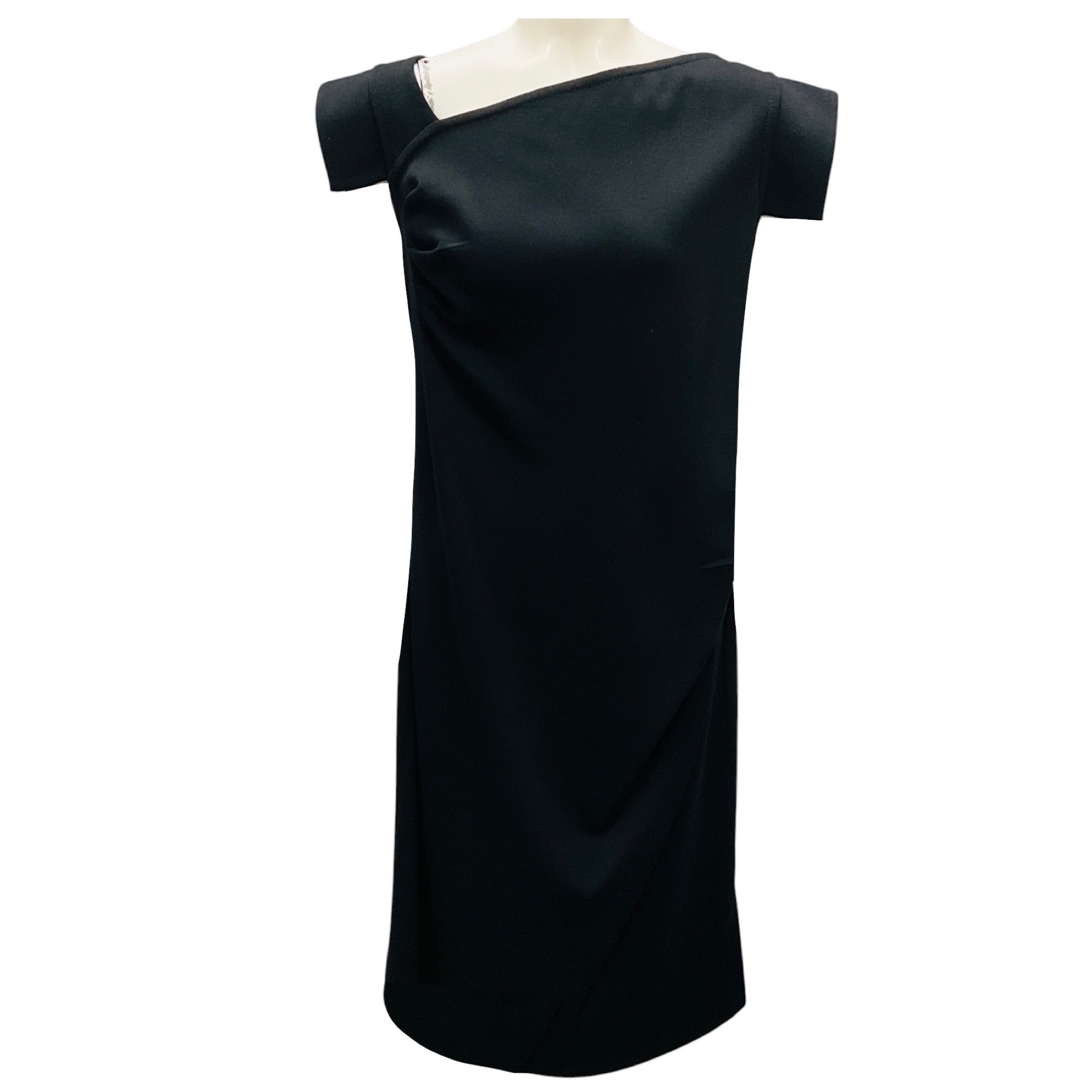 St. John Black Stretch Jersey Midi Dress