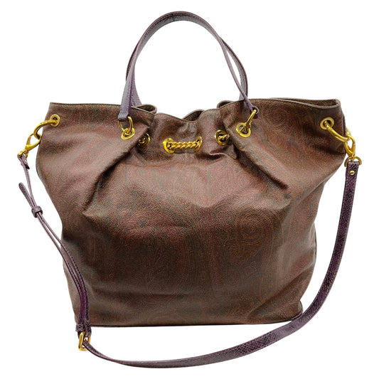 Etro Burgundy Paisley Large Bucket Bag