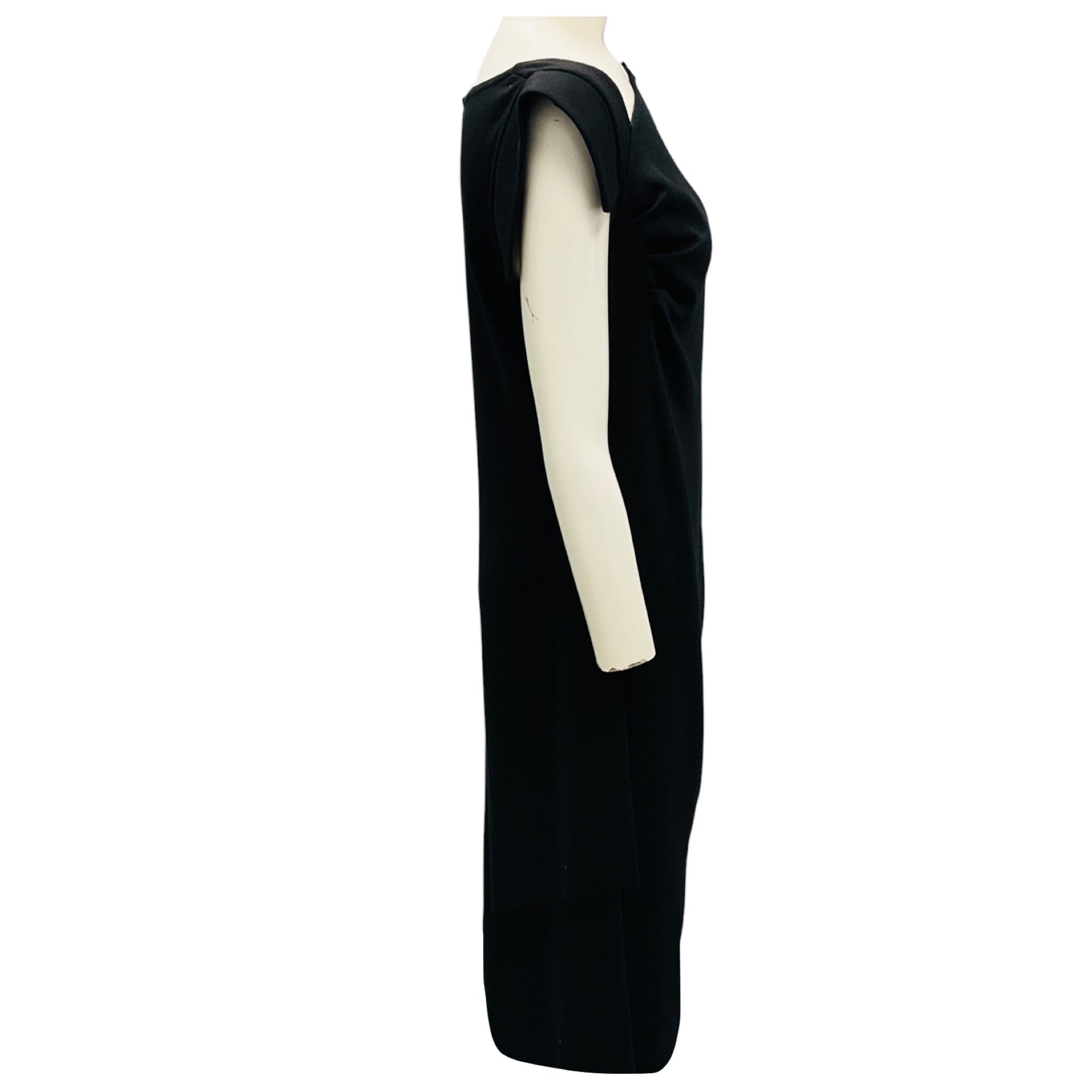 St. John Black Stretch Jersey Midi Dress