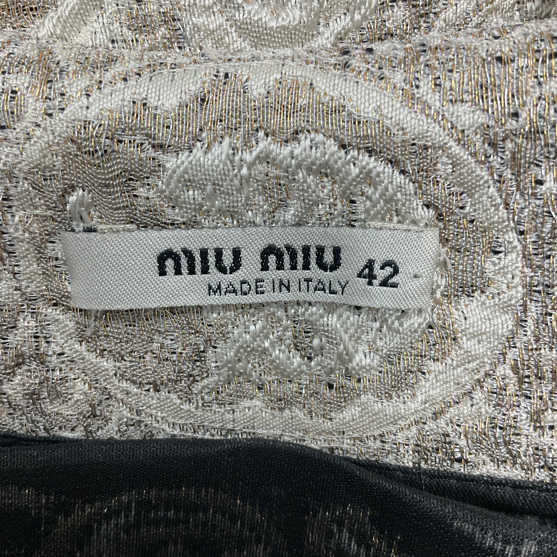 Miu Miu Ivory Metallic Jacquard Mini Dress