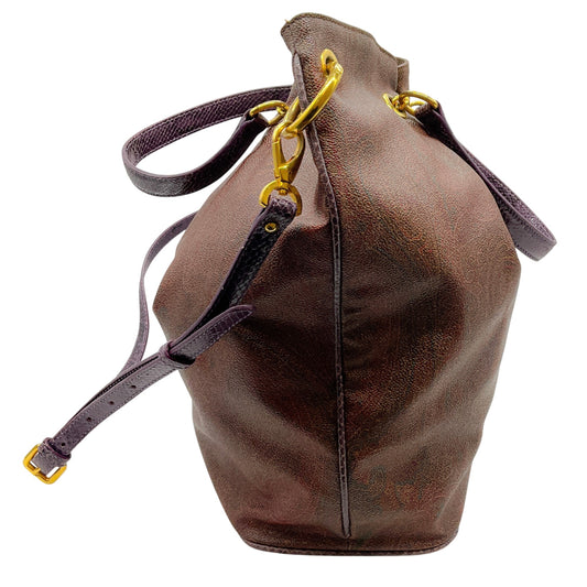 Etro Burgundy Paisley Large Bucket Bag