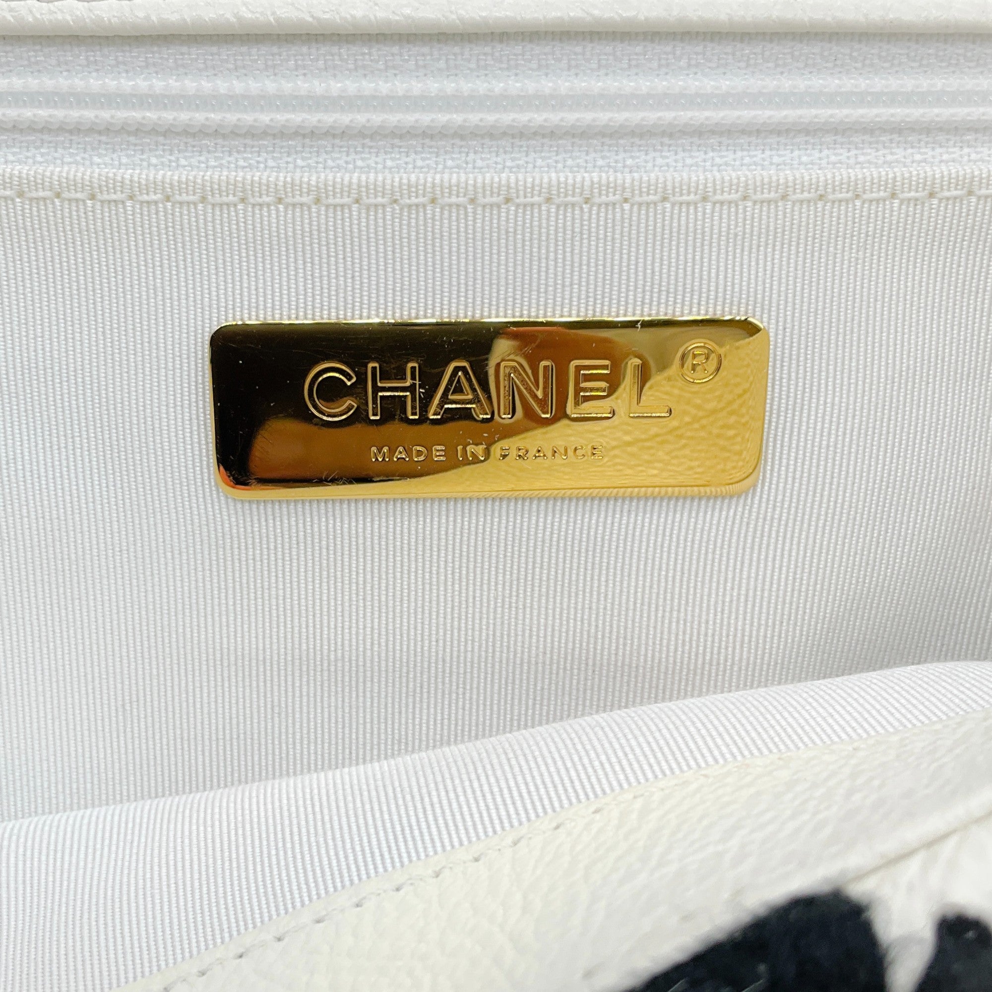 Chanel 2021 White Leather / Black Crochet Medium 19 Flap Bag