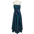 Load image into Gallery viewer, Hunter Bell Green / Blue Multi Tartan Print Strapless Midi Dress with Belt
