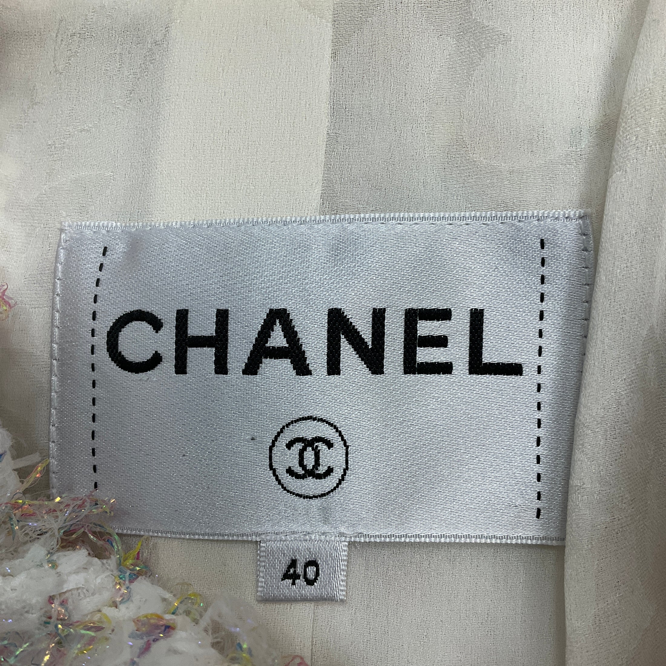 Chanel RARE White / Pink Multi Metallic Fantasy Tweed Coat