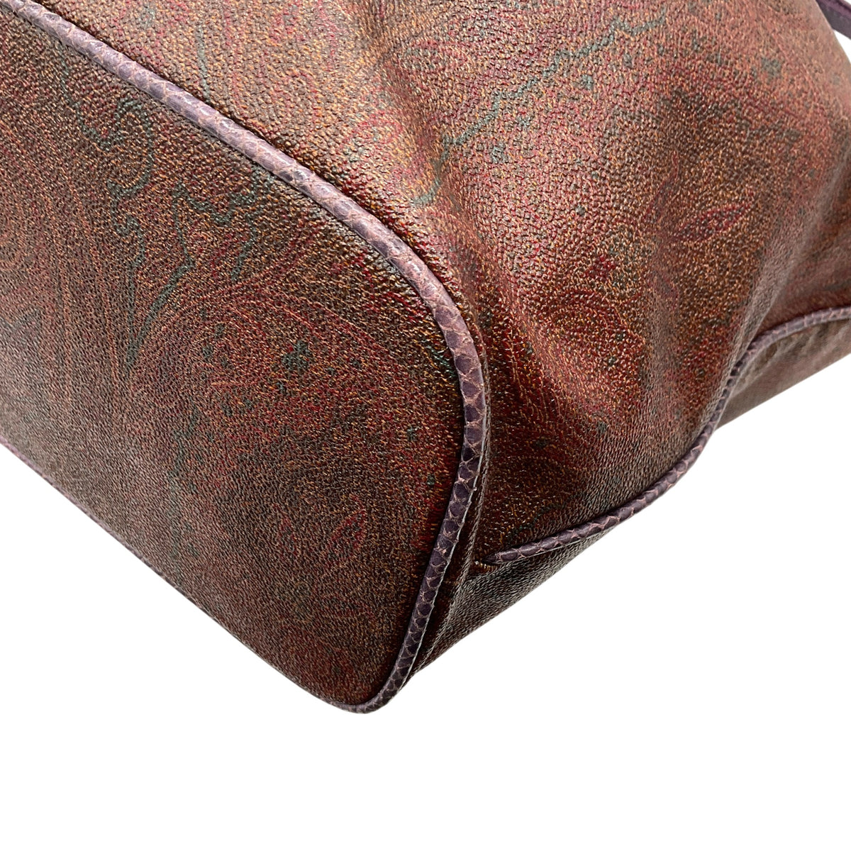 Etro Burgundy Paisley Large Bucket Bag