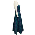 Load image into Gallery viewer, Hunter Bell Green / Blue Multi Tartan Print Strapless Midi Dress with Belt

