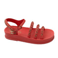Load image into Gallery viewer, Chanel Coral / Gold CC Logo Chain Detail Flat Platform Calfskin Leather Sandals

