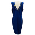 Load image into Gallery viewer, St. John Blue Jewel Embellished Neck Sleeveless Knit Shift Dress
