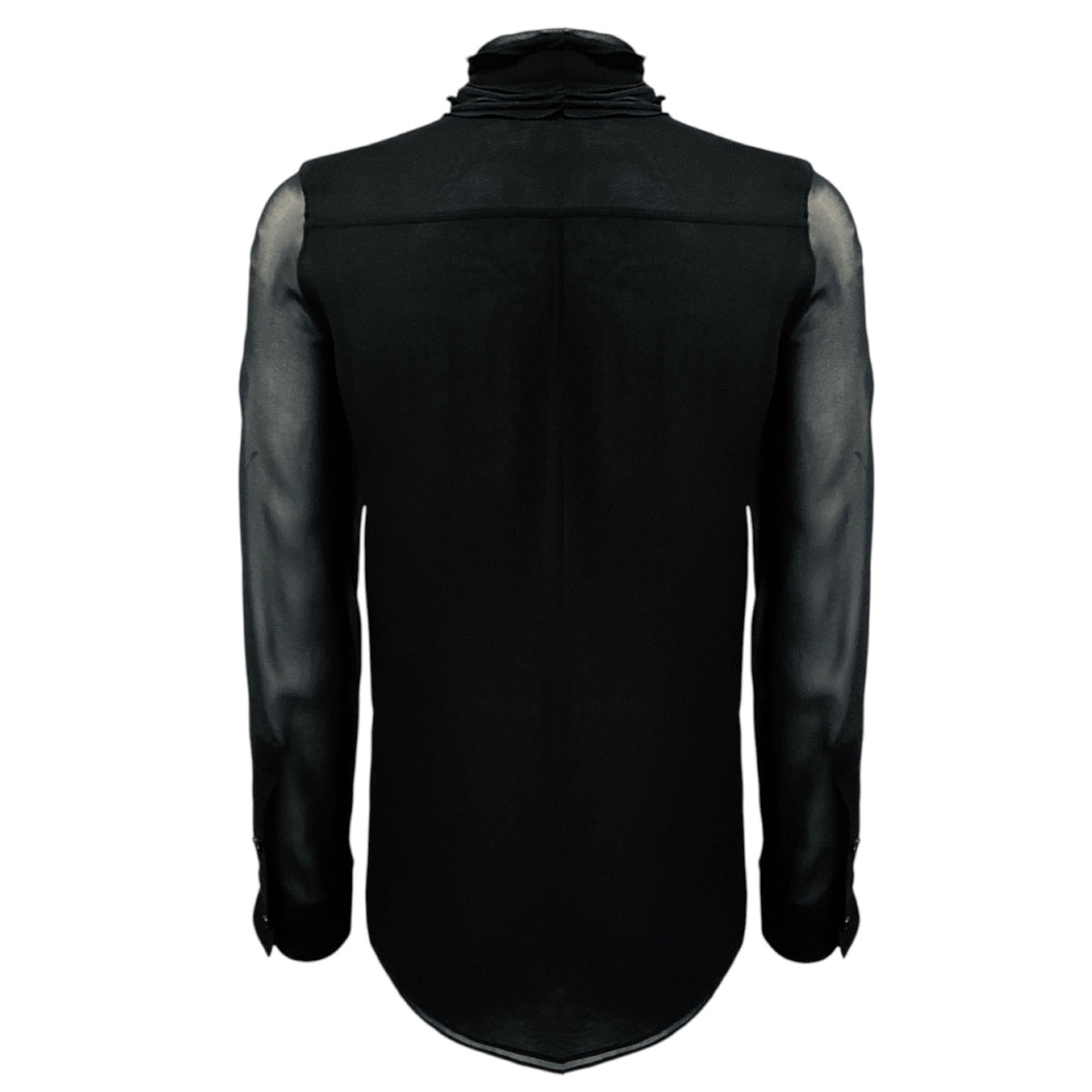 Burberry Black Ruffled Tie Neck Long Sleeved Silk Blouse