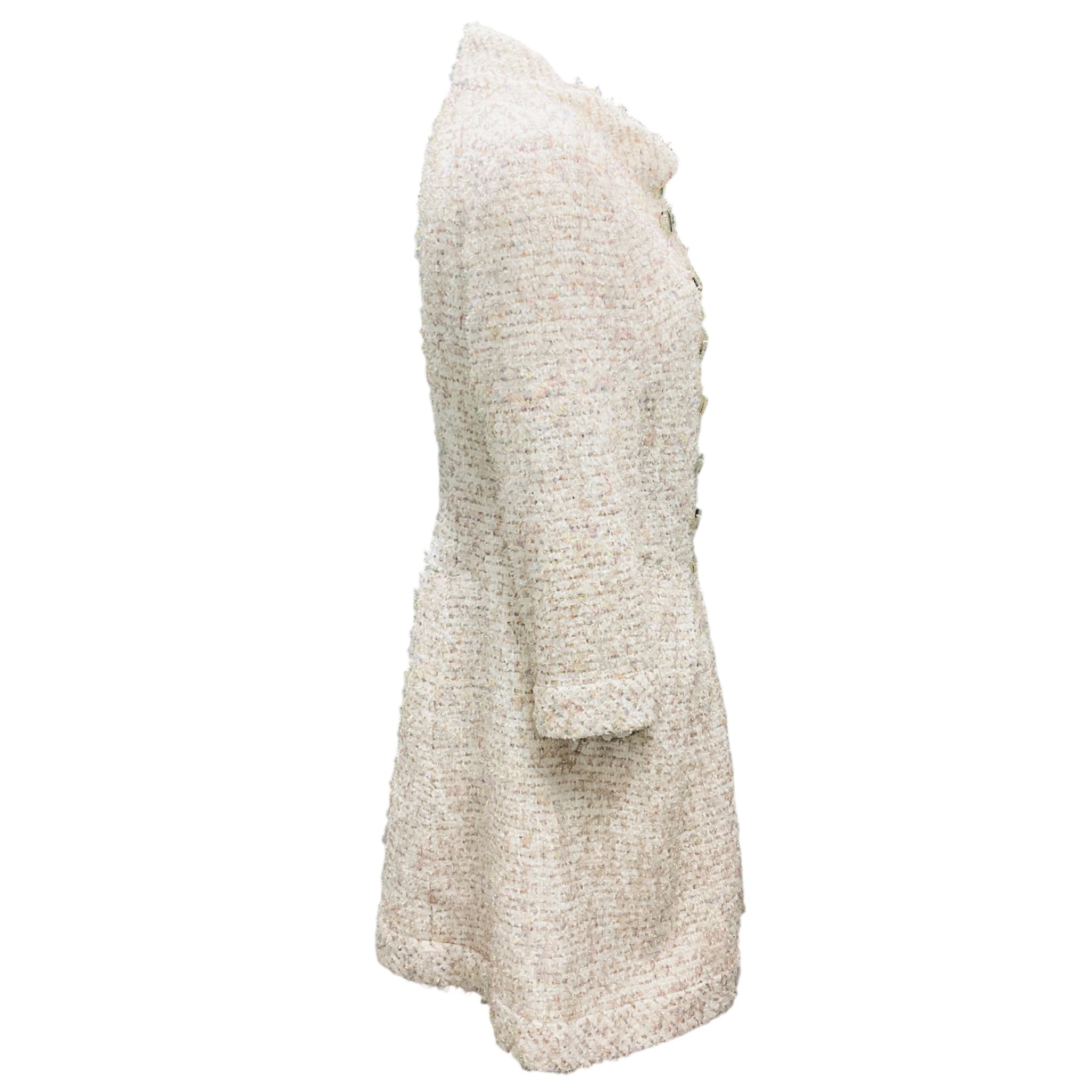 Chanel RARE White / Pink Multi Metallic Fantasy Tweed Coat