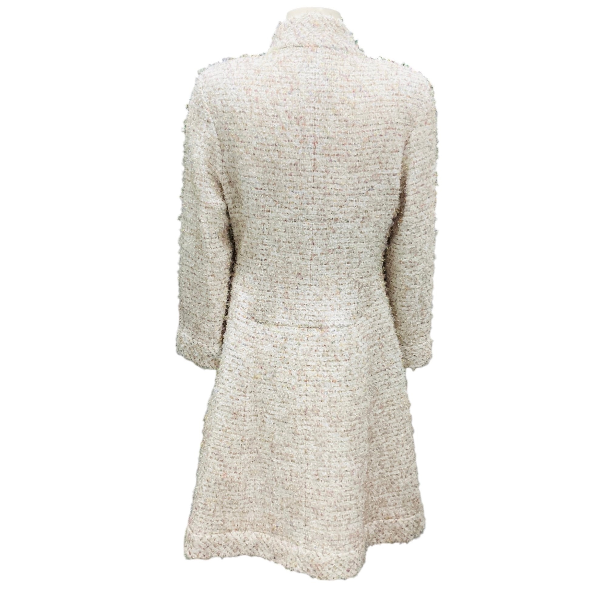 Chanel RARE White / Pink Multi Metallic Fantasy Tweed Coat