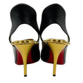 Load image into Gallery viewer, Christian Louboutin Black Leather Survivita Gold Spike Pumps
