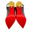 Load image into Gallery viewer, Christian Louboutin Black Leather Survivita Gold Spike Pumps
