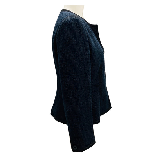Chanel Navy Blue / Black 2002 Tweed Jacket with Crystal Embellished Buttons